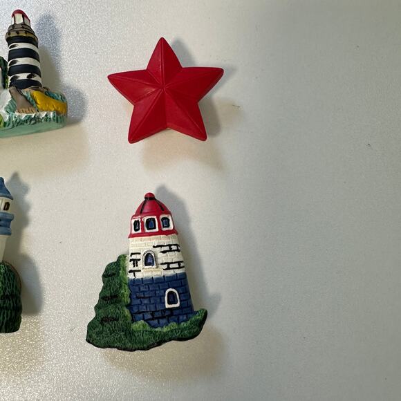 Vintage Nautical Lighthouse Button Covers 70s 80s Starfish Plaster Mermaid Sea - Picture 4 of 4